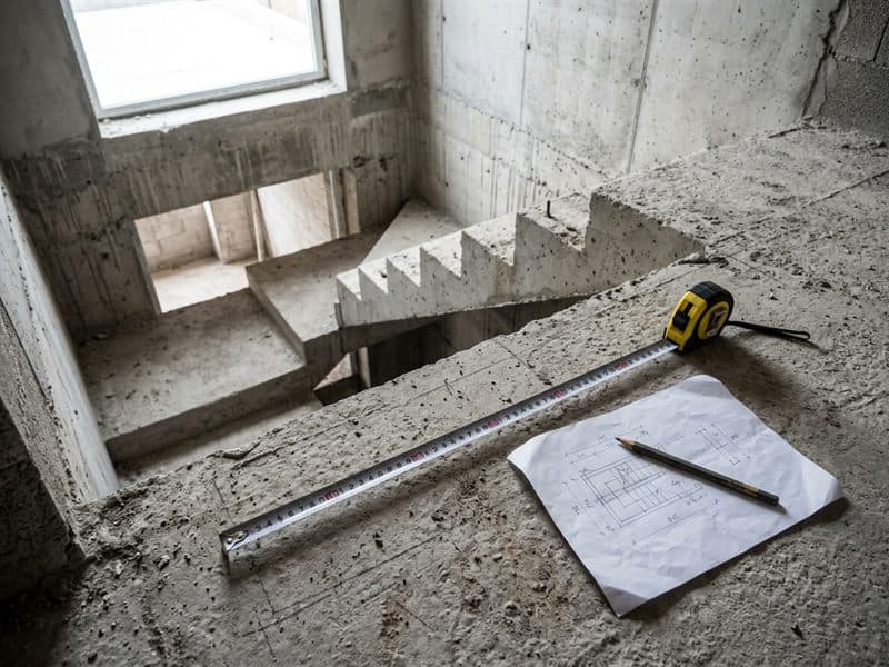 Toma de medidas del hueco de una escalera en una vivienda de Ourense