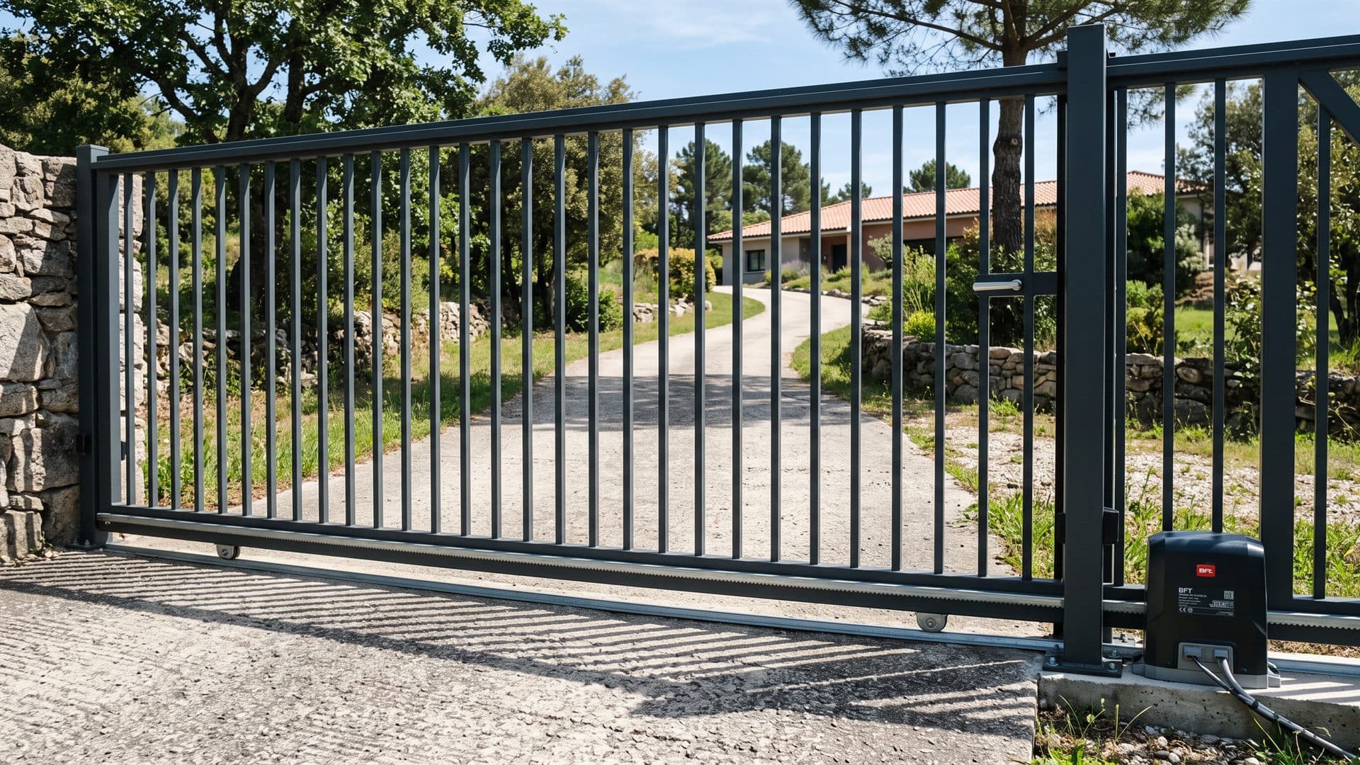 Portal metálico nuevo sustituyendo una entrada antigua en Ourense