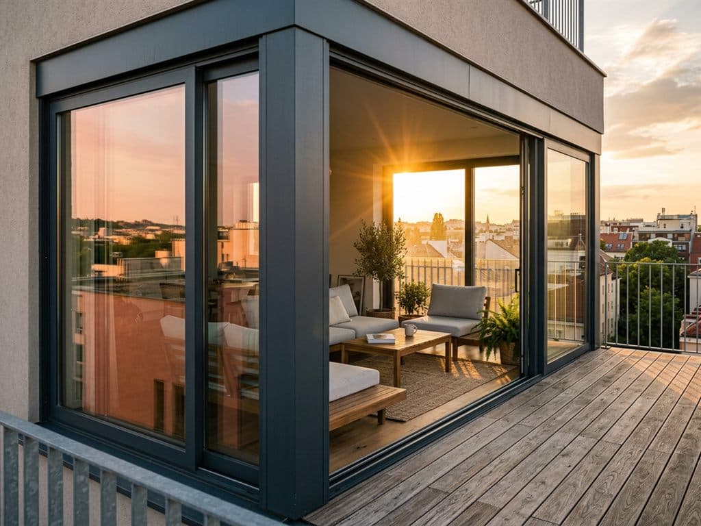 Terraza cerrada con estructura metálica y policarbonato en Ourense