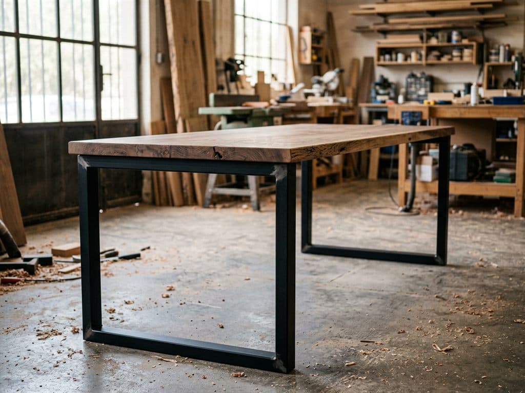 Mesa metálica a medida en el taller de Hinoxton en Ourense