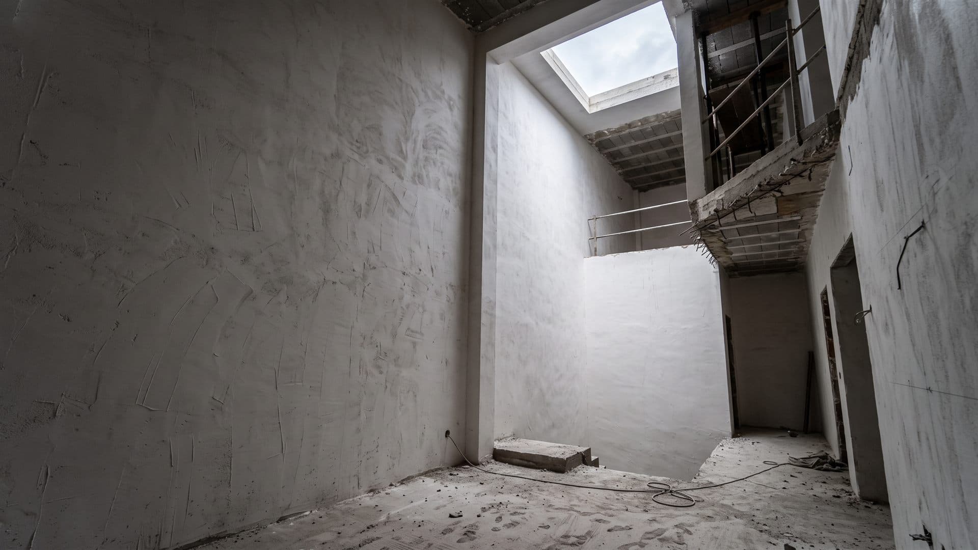 Escalera metálica adaptada al hueco de una vivienda en Ourense